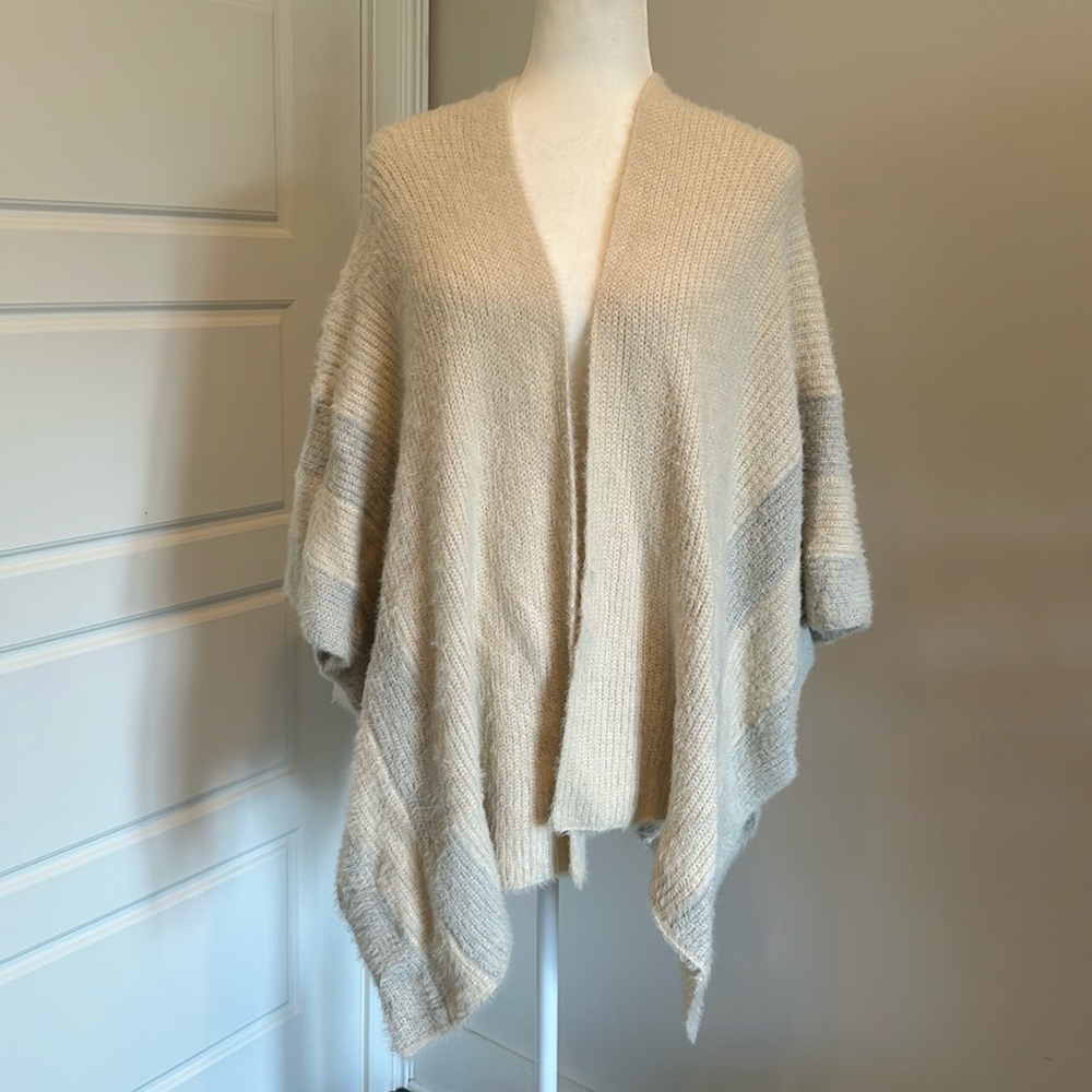 Soft Cream with Light Blue Stripes Cardigan